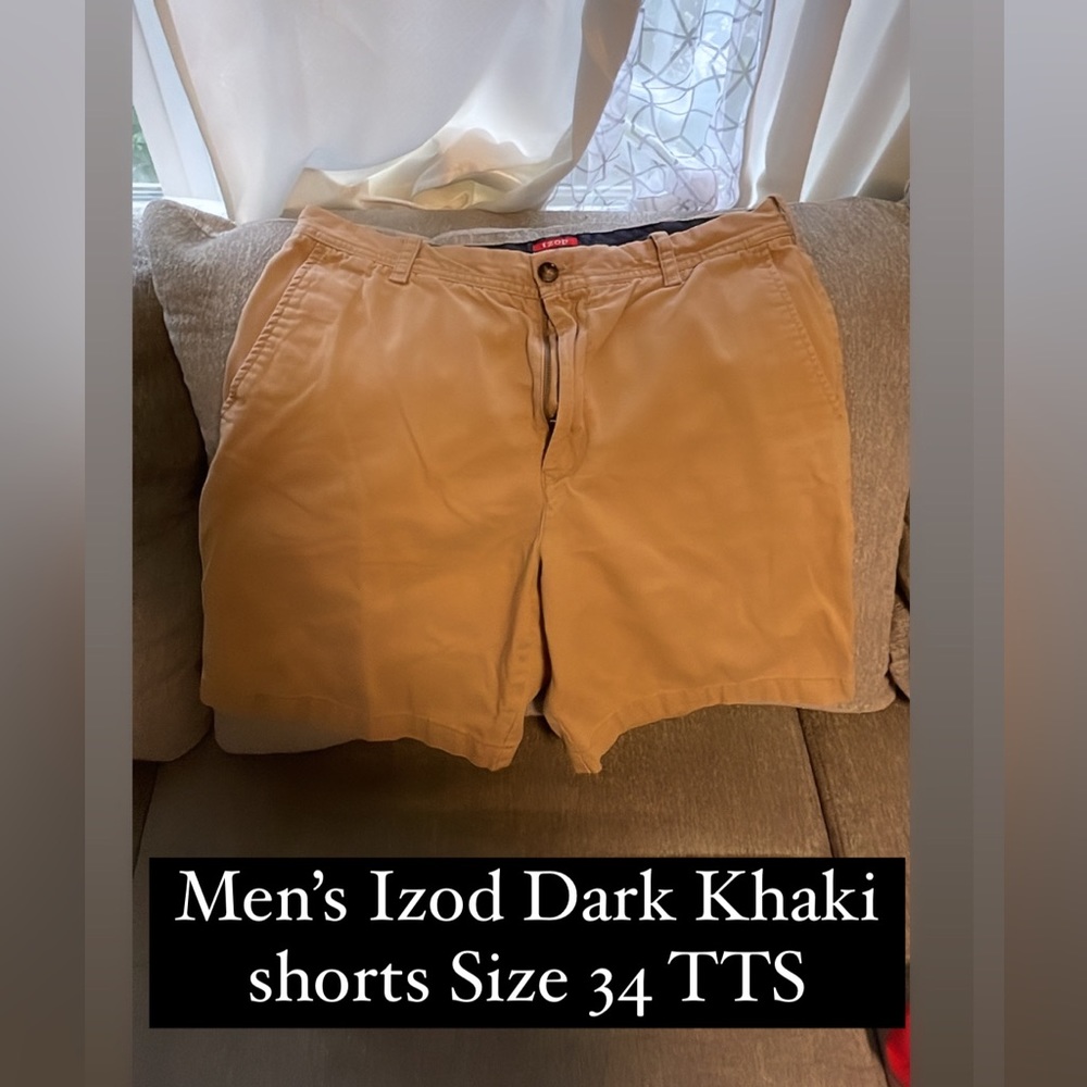 Izod dark khaki men’s shorts chino style